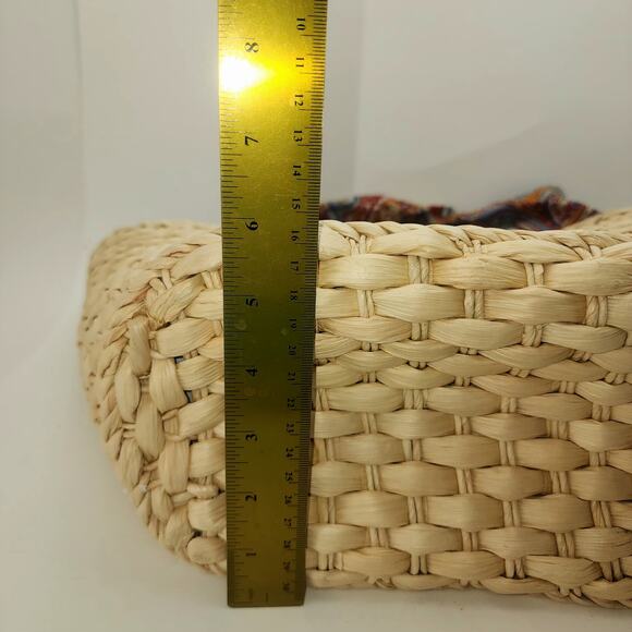 Straw Studio Tote Bag Resort Beach Rattan Handles Lined Boho Market Tote NWT - Picture 9 of 12